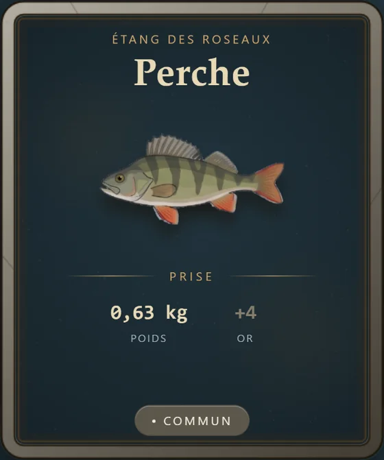 Carte de prise perche, rang commun.